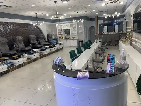 Bright nail salon after floor and detail cleaning